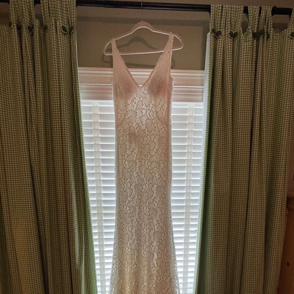 Rebecca Ingram long white lace dress